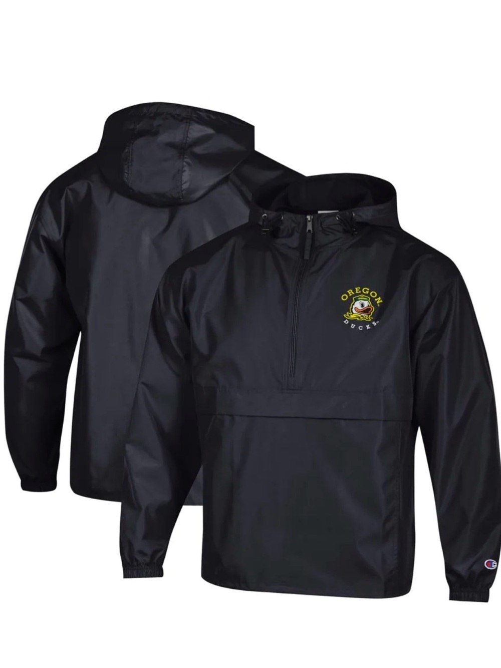 Oregon Ducks Champion Packable Hooded Windbreaker Half Zip Jacket
